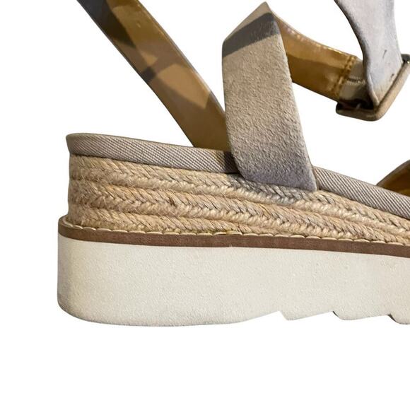 Franco Sarto Suede Ankle Strap Wedges Connolly Light Gray size 9.5 - Picture 4 of 7